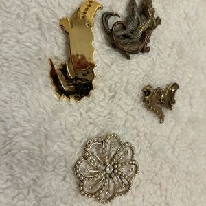 Monet Gold and Silver Brooch Set
